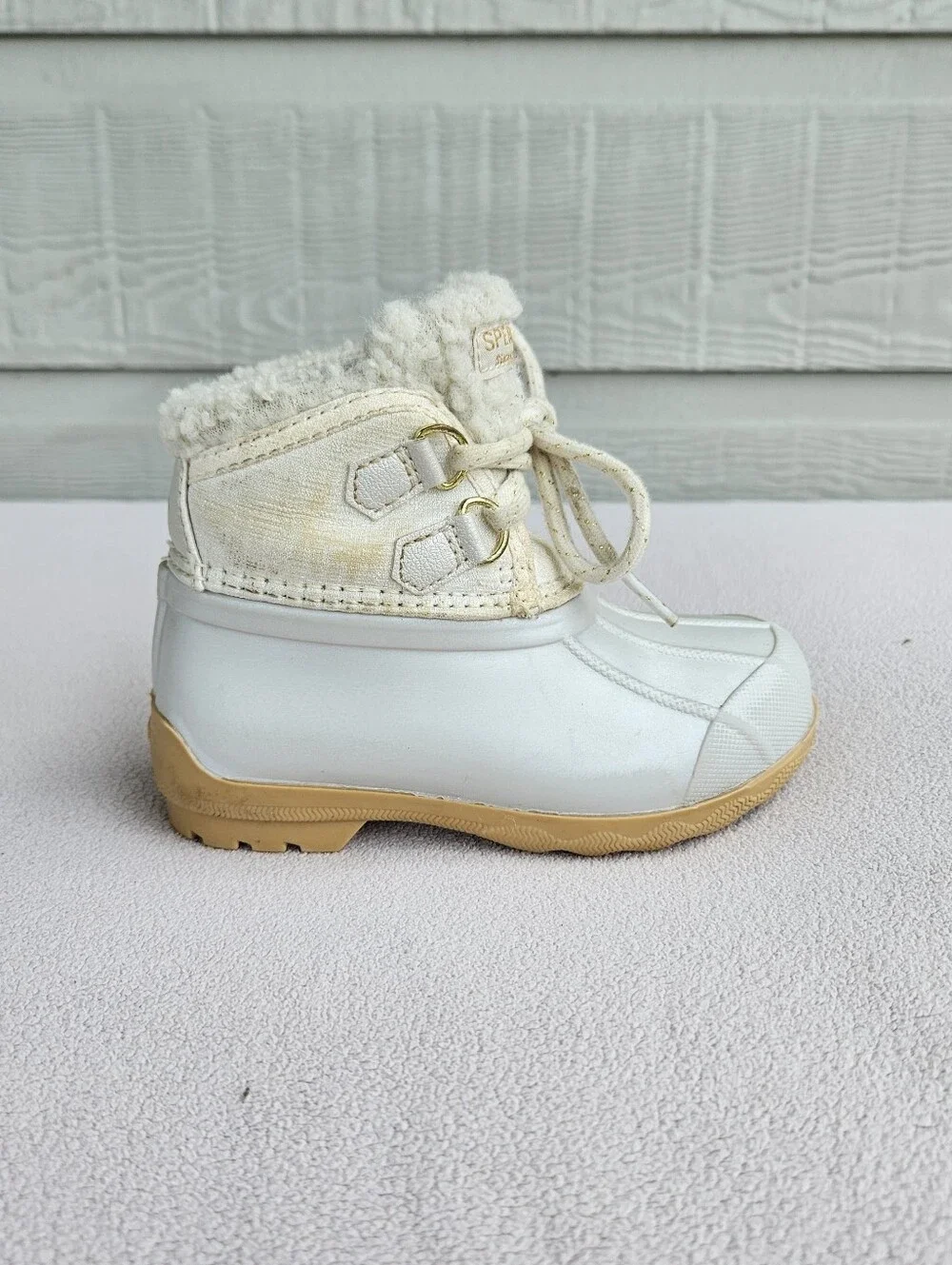 Sperry Kids' Port Alpine Duck Ankle Boot Toddler SZ 7 White Waterproof Lined